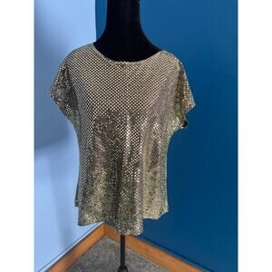 Vintage Joanna Made in USA Metallic Sequin Blouse Top Medium Holiday Party